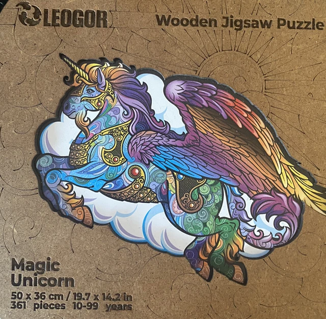 LEOGOR Wooden Jigsaw Puzzle • Magic Unicorn • Large 361 Pieces • Complete!