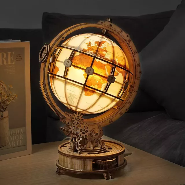 Rokr DIY LED Luminous Globe 3D Wooden Puzzle Model Kit