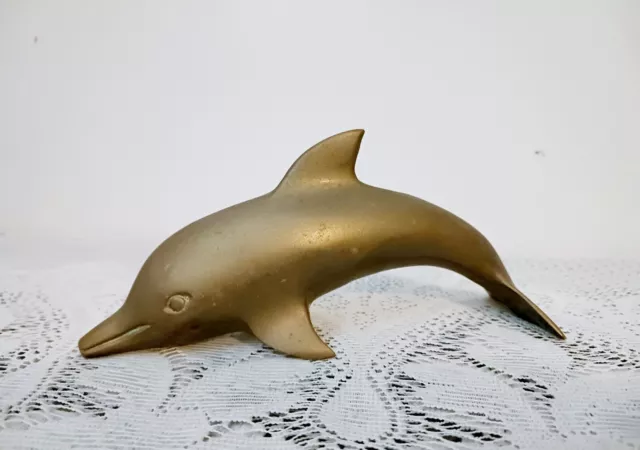 Vintage Brass Dolphin Figurine Paperweight