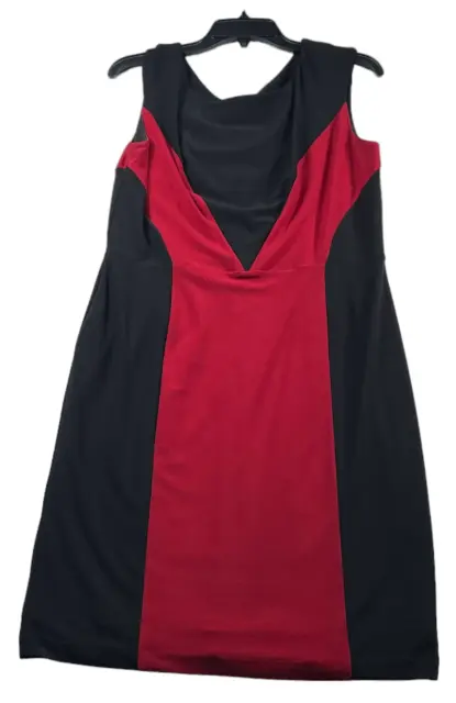Ellen Tracy Dress Womens size 12 Black Red Sleeveless Stretch Business Career