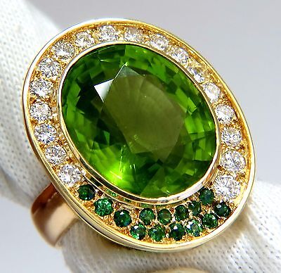 22.50ct natural green peridot diamond demantoid ring 14kt+