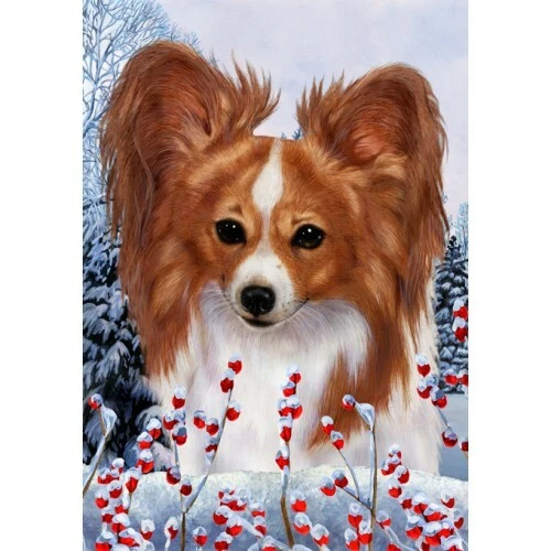 Winter House Flag - Red and White Papillon 15064