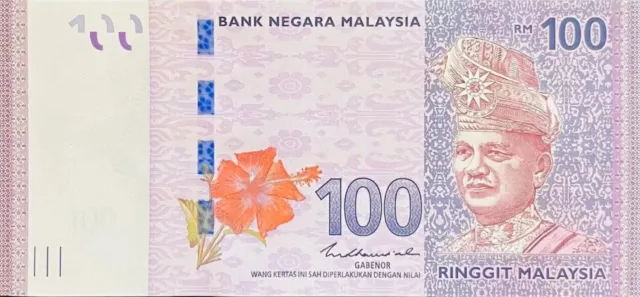 100 Malaysia Ringgit Banknote. 100 Ringgit Uncirculated bill. 2020 series notes