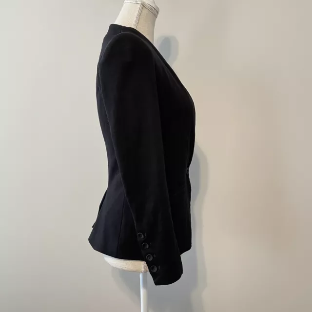 Helmut Lang Black Blazer Size Small One-Button Long Sleeve Mid-Length No Collar 2