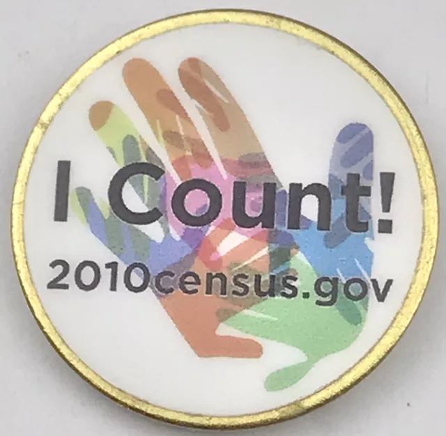 US Census 2010 I Count Multi Colored Hand Pin Gold Tone
