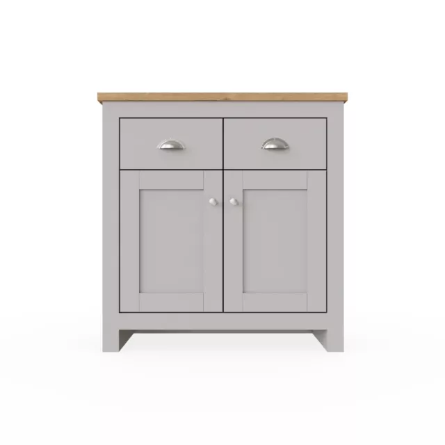 2 Doors 2 Drawer Sideboard Unit Storage Cabinet Compact  Cupboard Grey Oak