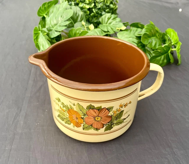 Pichet Carafe En Grès Artisanal - Vintage France - Déco Fleurs Beige - Anne Ehret ?