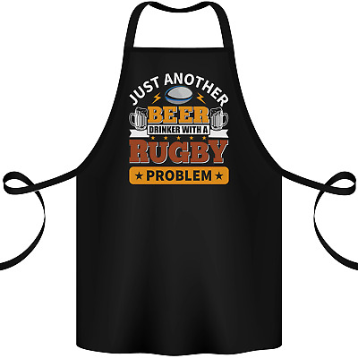 Beer Drinker With Rugby Problem Cotton Apron 100% Organic