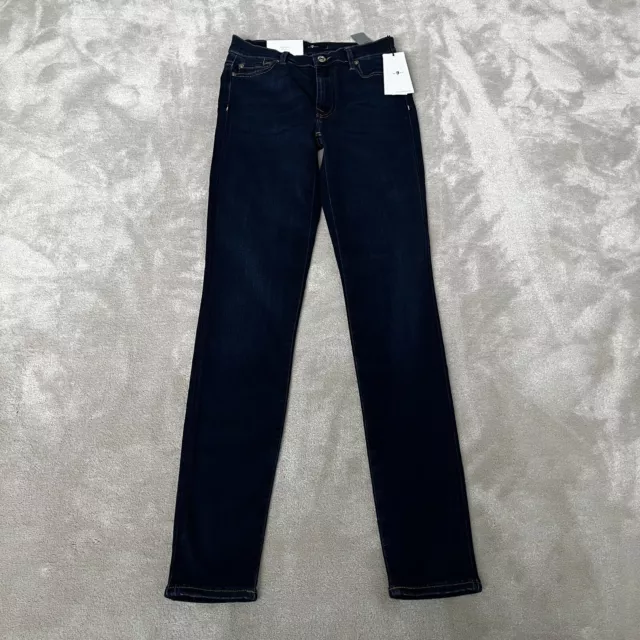 7 For All Mankind HW SKINNY SLIM ILLUSION JEANS da donna taglia 27 blu scuro nuovi con etichette 3