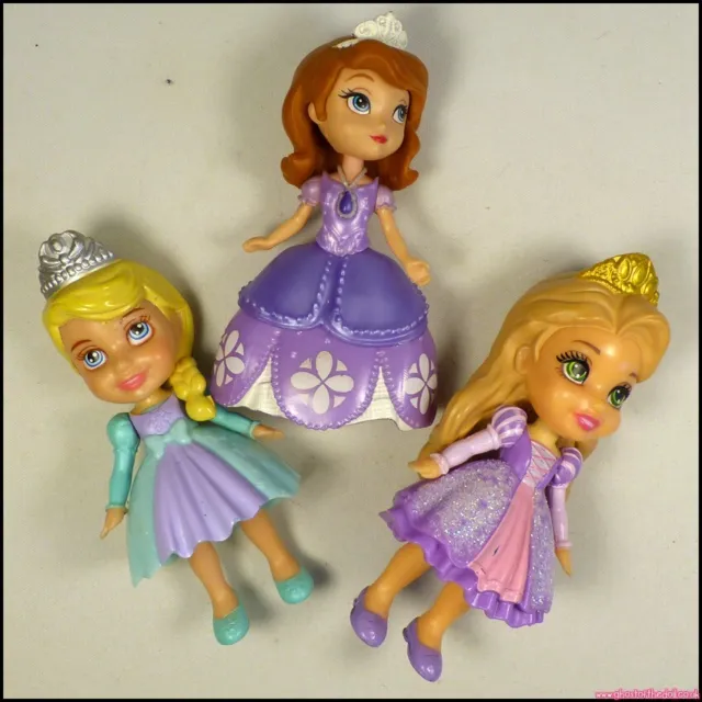 Disney Princess MINI TODDLER Dolls RAPUNZEL Elsa SOFIA 3x Sparkle Figures FROZEN