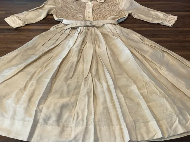 Vintage Sak’s Fifth Avenue Silk Dress Belt Pleated Skirt Crinoline