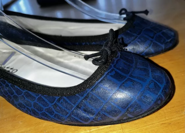 $370 REPETTO Cendrillon Navy Croc Women's Ballerina Ballet Flats US 6.5/ EU 37.5 2