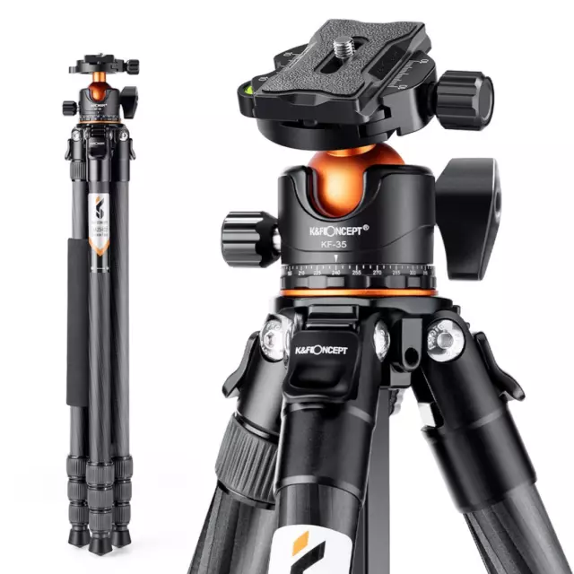 K&F Concept Professional Carbon Fiber Tripod with Monopod & Ball Head Max Loa...