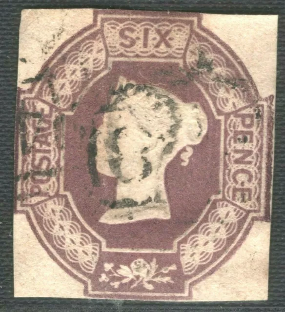 GB QV EMBOSSED Stamp SG.58 6d Mauve (1854) Wmk REVERSED Used Cat £1,000- LRED93