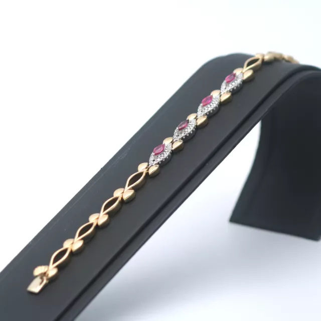 Rubin Brillant Armband 750 Gold 18 Kt 1,00 Ct Edelsteine Wert 4999,- 3