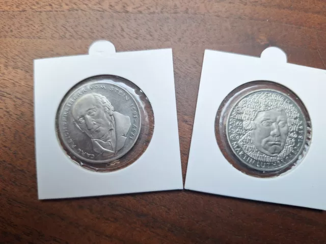 2 mal 5 DM Sondermünze, 5 DM Gedenkmünze, Silbermünze 665/1000 Silber