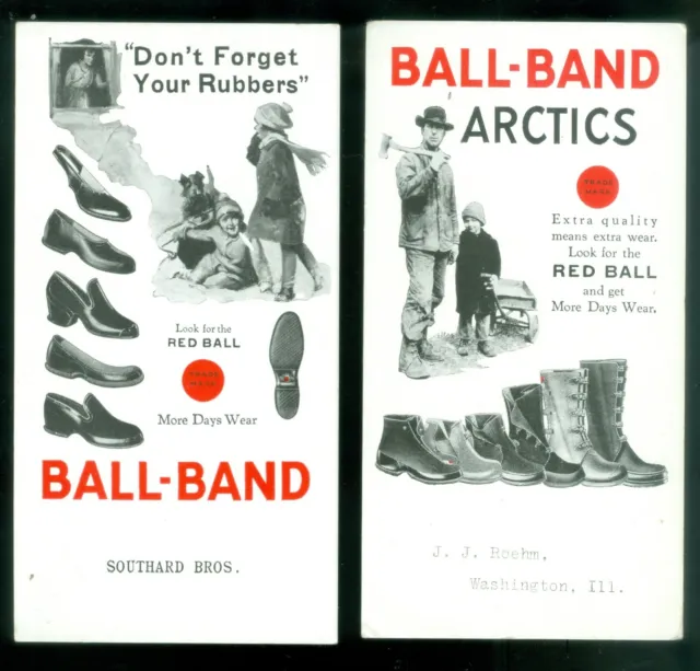 1930s 2 Advertising Ink Blotters Ball-Band Rubber Shoes Men Women