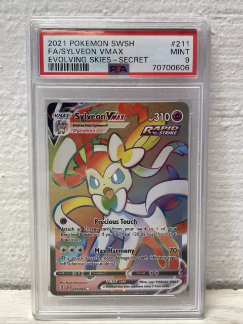 2021 Pokemon Evolving Skies FA Sylveon Vmax #211 Secret Rainbow Rare PSA 9 Mint