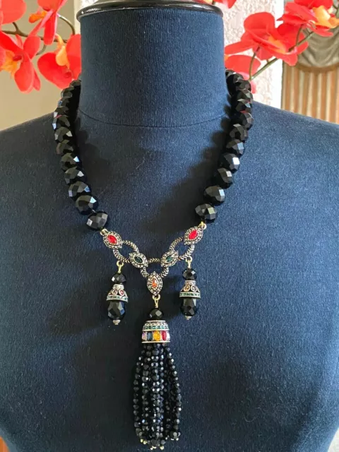 Heidi Daus NEW Imperial Intrigue Black Tassel Necklace BEAUTIFUL ELEGANCE!