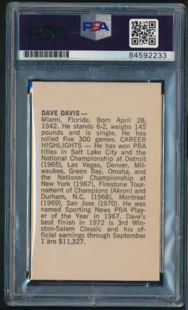 1973 PBA Bowling Dave Davis signed auto autograph PSA/DNA swsw6 2