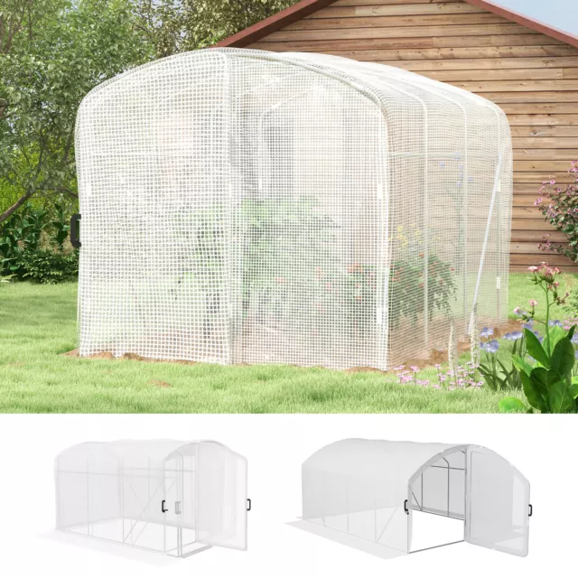 Polytunnel Greenhouse with PE Cover, Walk-in Grow House, White
