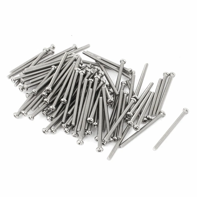 M2.5 X 35mm En Acier Inoxydable 304 Vis À Tête Cruciforme Ronde 60Pcs