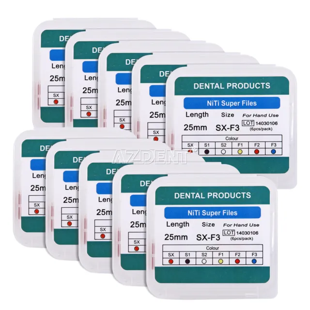10X Dental Endodontic Rotary NiTi Super Files Heat Activated Hand Use SX-F3 25mm