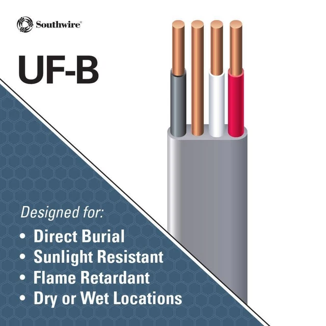Southwire Wire 25' 6/3 Gray Stranded CU UF-B W/G Pre-Cut Length Copper Gray