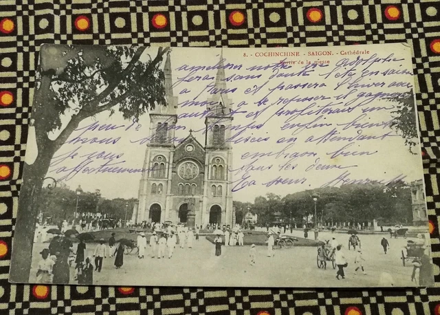CPA VIET-NAM - COCHINCHINE - SAIGON - Place de la Cathédrale, sortie de la messe