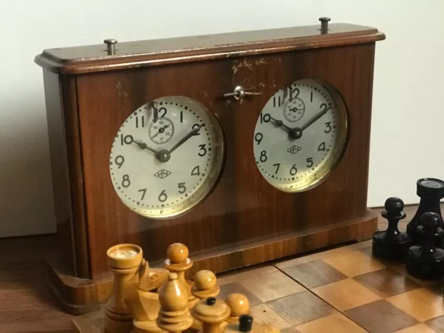 ☭ Antique wooden Chess clock Tournament USSR 1950s Soviet Russian