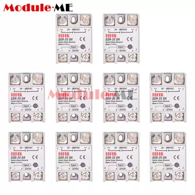 1-10PCS SSR-25DA Solid State Relay Module 25A DC 3V-32V Input AC 24V-380V Output