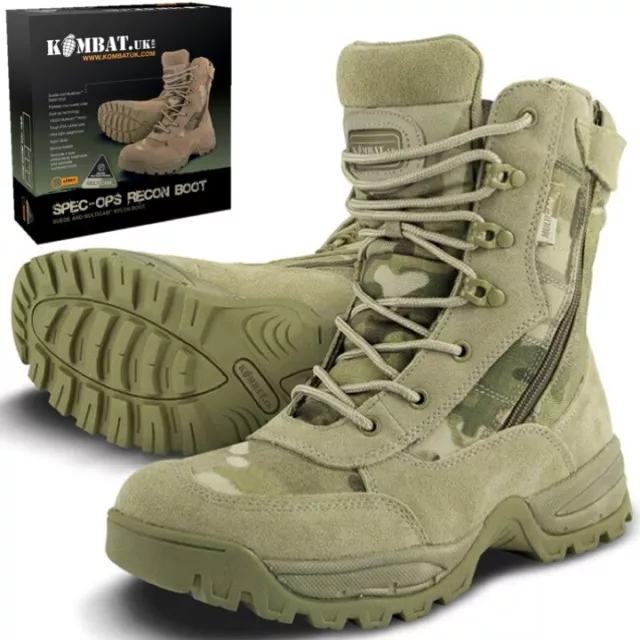 Army Spec Ops Stiefel Seitlicher Reissverschluss Herren Jungen Uk 5-12 Mtp Multicam Camo Biker Schuhe