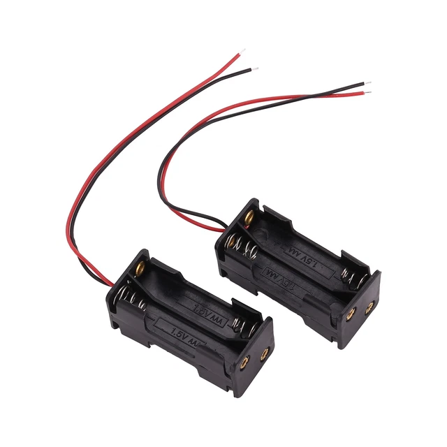 2 Supports Pour 3 Piles AAA - Connecteur Avec Fils, Couleur Noir - Pour Projets électroniques, Torches, DIY - 7