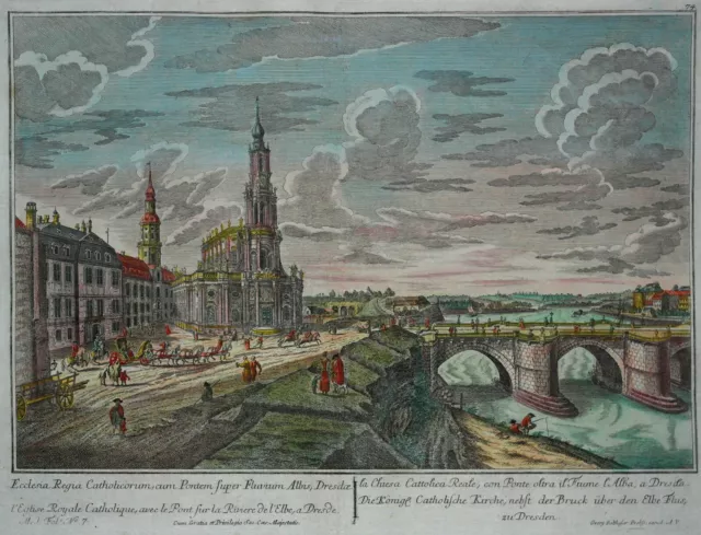 Dresden Guckkastenblatt - Hofkirche, Schloß, Brücke - Probst n. Canaletto, 1770