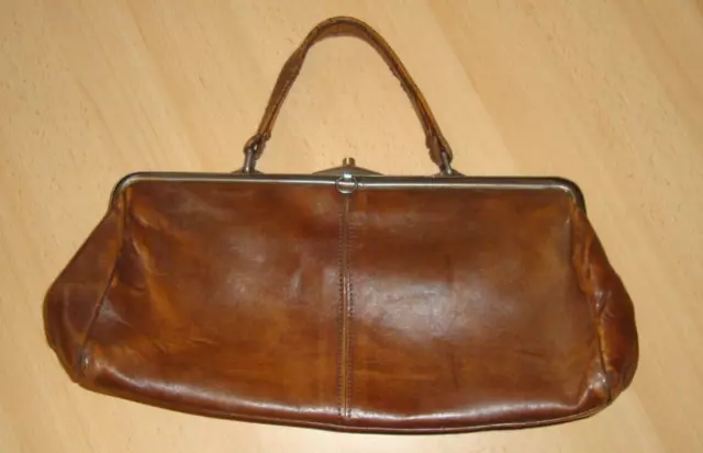 Handtasche Hebammen Tasche braun Leder Original alt