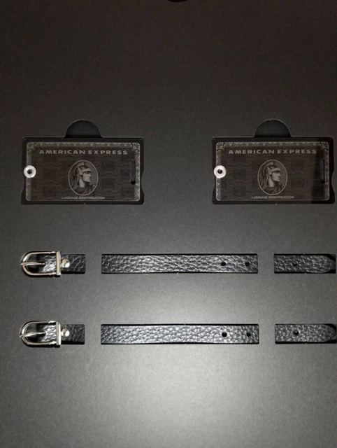 American Express AMEX CENTURION Black Luggage Name Tag Set Boxed New Open Box JP
