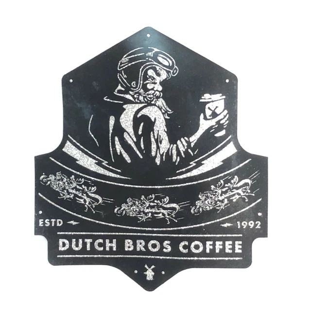 Dutch Bros Sticker 20-12 Biker Santa Holding DB Cup Silver Glitter  Dec 2020
