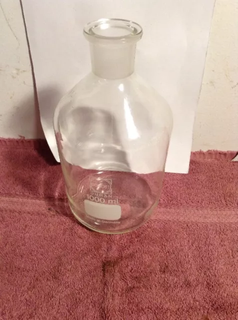 Schott Duran Reagent Bottle Narrow Neck 29/32 Joint 1000mL NICE