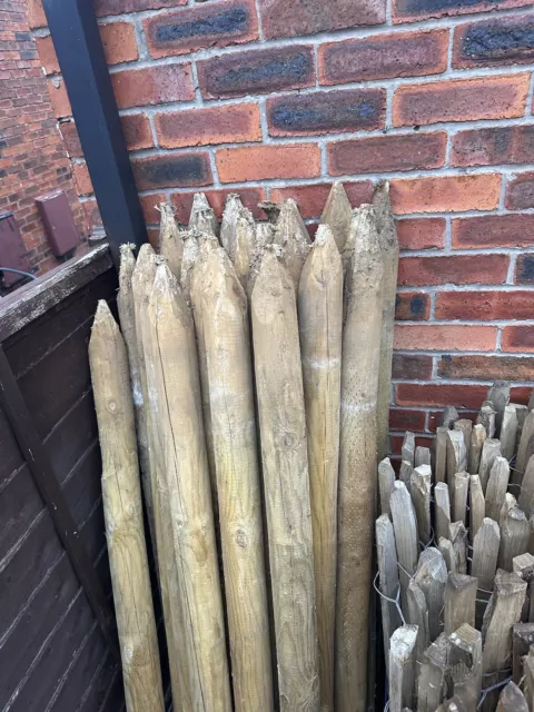 1.5m tall  x 100mm round treated wooden fence posts, wood fencing. 16 Available