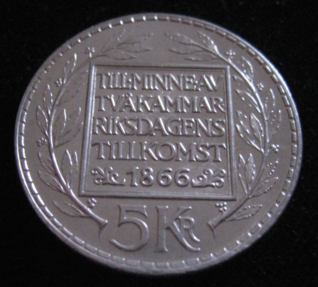 Mds Schweden Sweden 5 Kronen 1966 "100 Jahre Verfassungsreform", Silber  #C