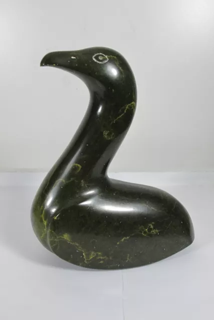 Vintage Inuit Eskimo Nunavut Serpentine Soapstone Sculpture Duck Bird