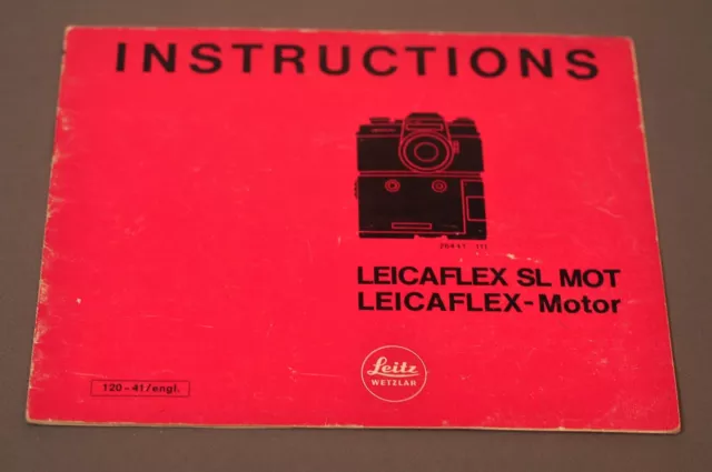 Leica Leicaflex SL MOT/Motor Owner's Manual, Original, Not a Copy! c1969