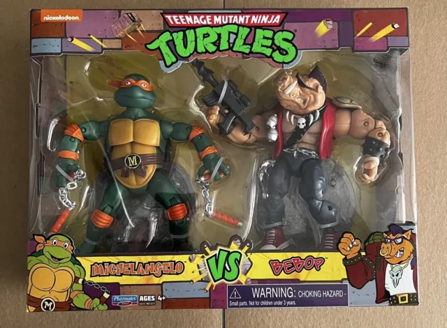 Playmates: Teenage Mutant Ninja Turtles Michelangelo vs Bebop 2 Pack NIB TMNT