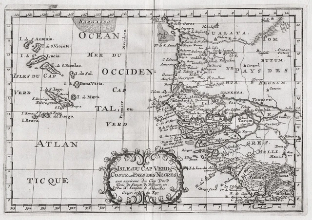 Senegal Gambia Cape Verde Cape Western Africa Afrique Carte Map Card Sanson 1680
