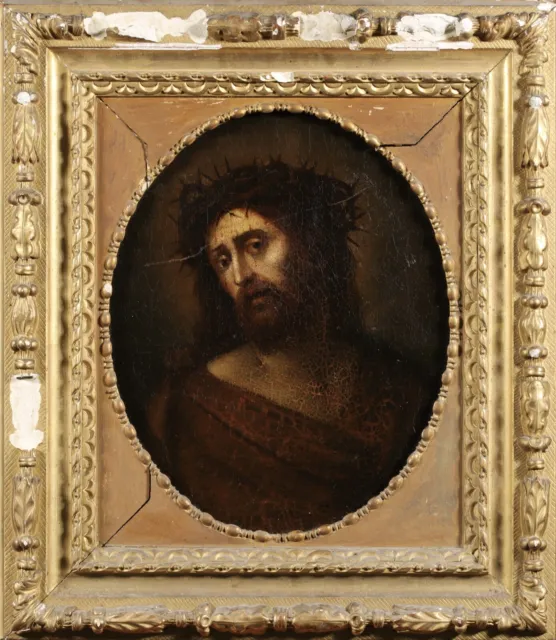 17th CENTURY ITALIAN OLD MASTER OIL ON CANVAS - CHRIST & CROWN THORNS - RESTORE