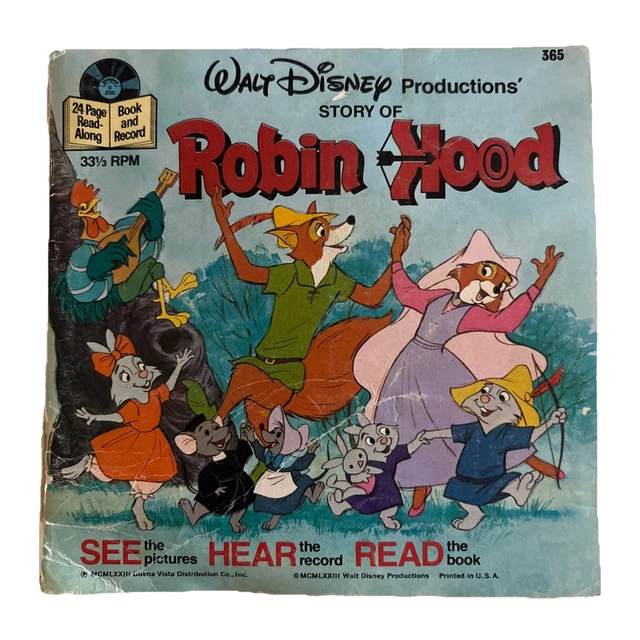 BOOK WALT DISNEY STORY OF ROBIN HOOD 24 Page Read-Along 1973 And Record ...