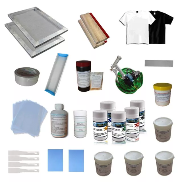 Kit de materiales de prensa de serigrafía herramienta hobby tinta química marco de pantalla escobilla