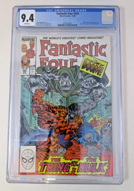 Fantastic Four #320 1988 [CGC 9.4] Graded High Grade NM Hulk & Doctor Doom Cover