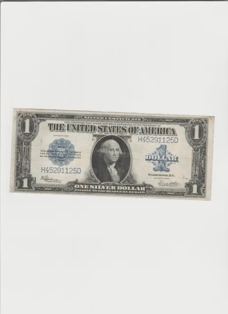 1923 $1 One Dollar Silver Certificate Note Horse Blanket Large Size Banknote.