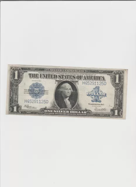 1923 $1 One Dollar Silver Certificate Note Horse Blanket Large Size Banknote.